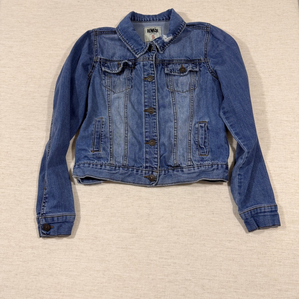 Rewash Denim Jacket Women Size S Blue Good Trucker Stretch J3618BG2